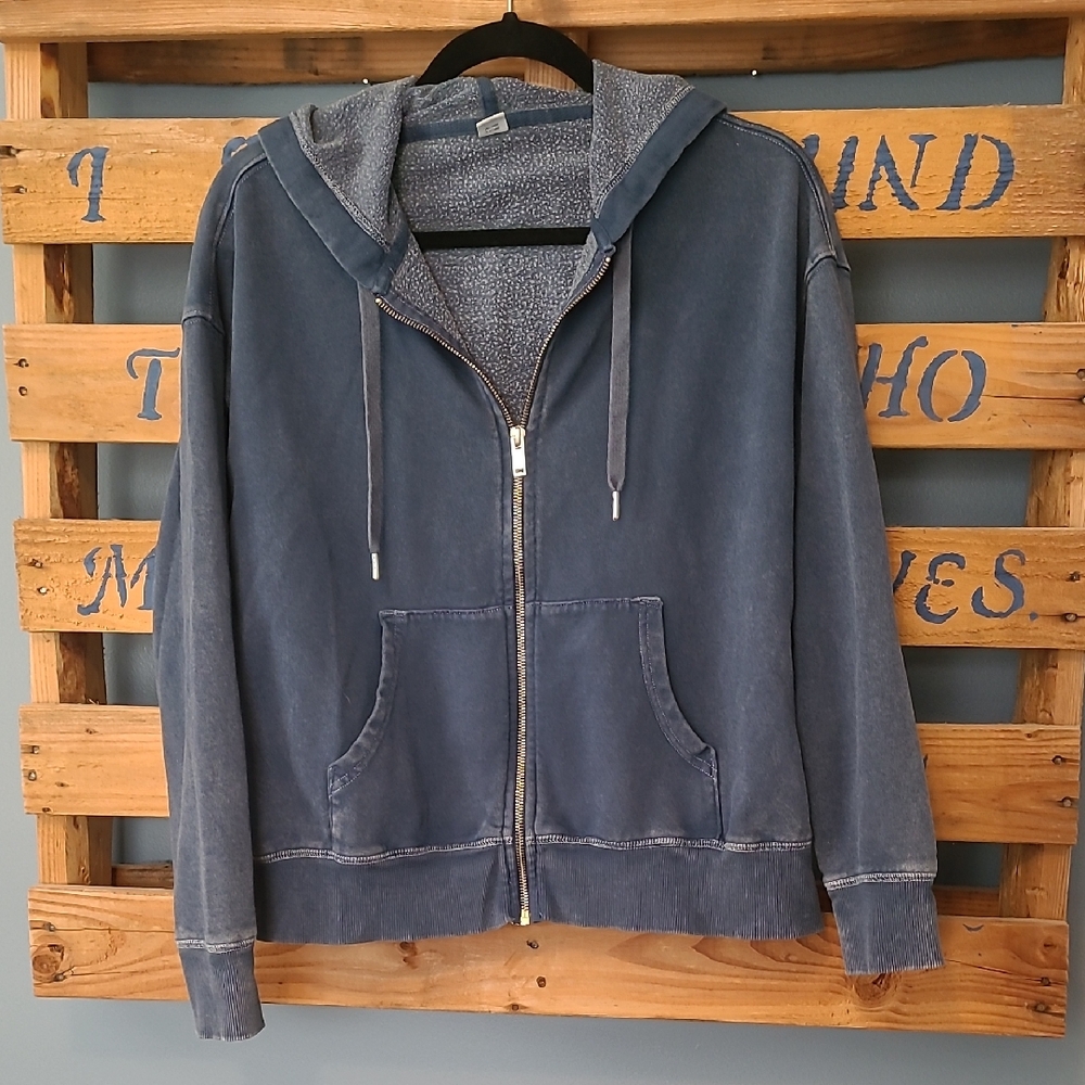 Old Navy Heathered Blue Zip-Up Jacket